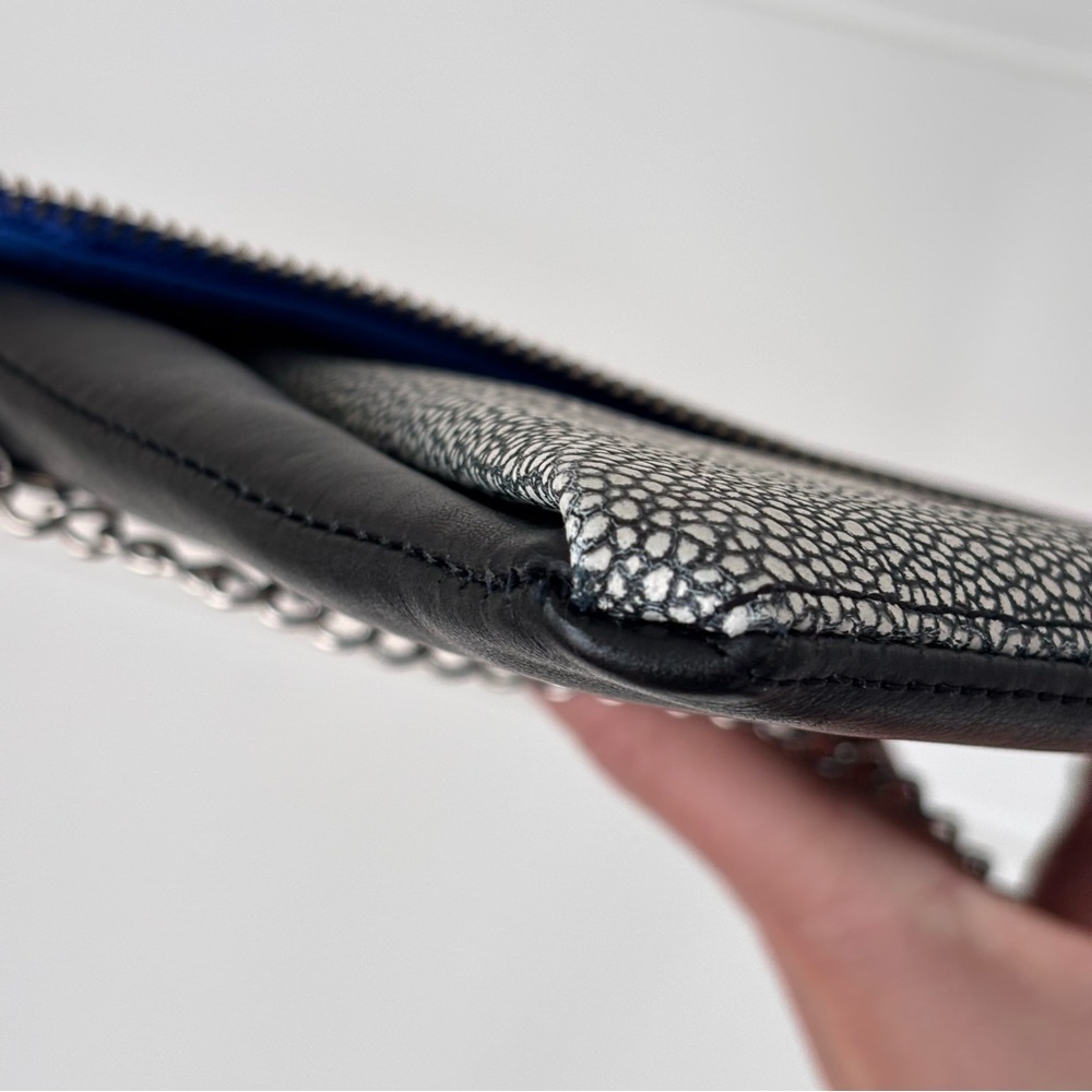 Halogen "Date Night" Asymmetrical Flap Clutch Black Leather - Picture 7 of 16